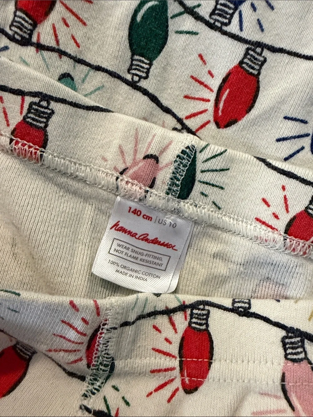 Hanna Andersson White Pajama Set with Multicolor Light Bulb Print